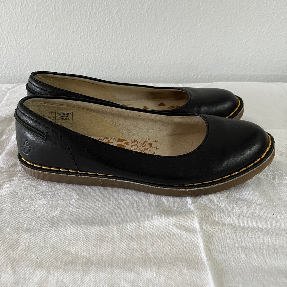 DR MARTENS Womens Shoes US 8 UK 6 Christina Black Leather Slip On Ballet Flats